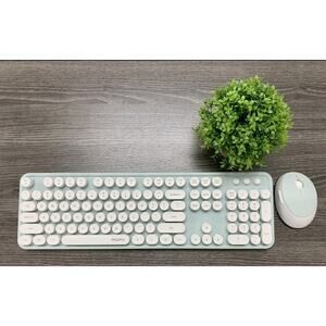 Mofii Sweet Wireless Computer Keyboard and Mouse Combo, Full Size Keyboard Green